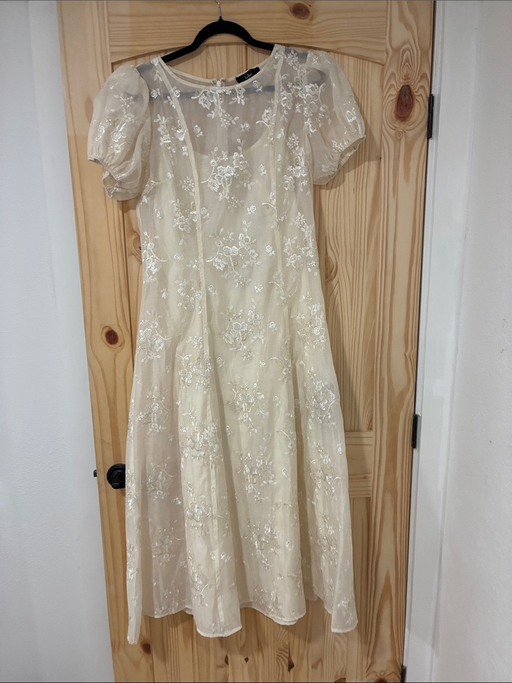 Lulu's Ivory Lace A-Line Midi Dress